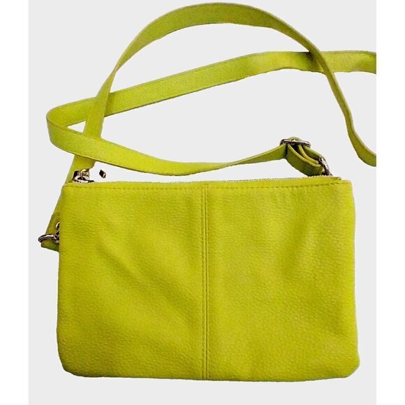 Jewell by Thirty-One Small Citrus Lime Pebbled Double Bag Crossbody Purse - Picture 5 of 9